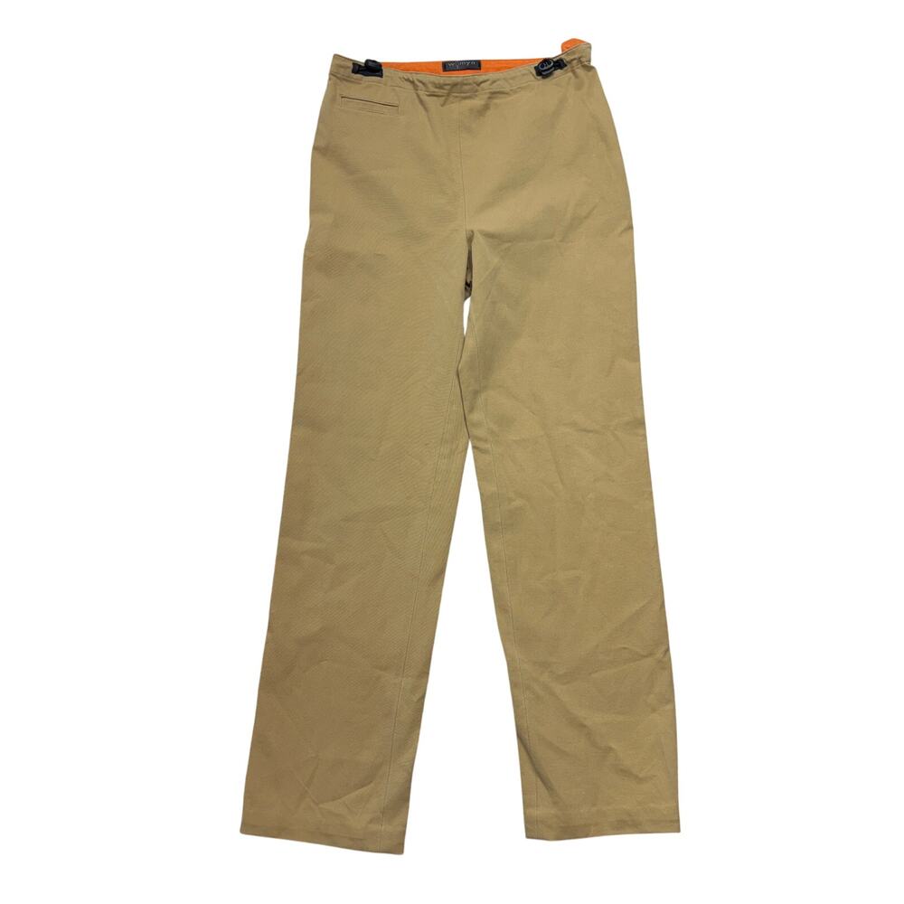 Womyn Pants 2 Womens Brown Khaki Toggle Twill High Rise Straight Made in USA